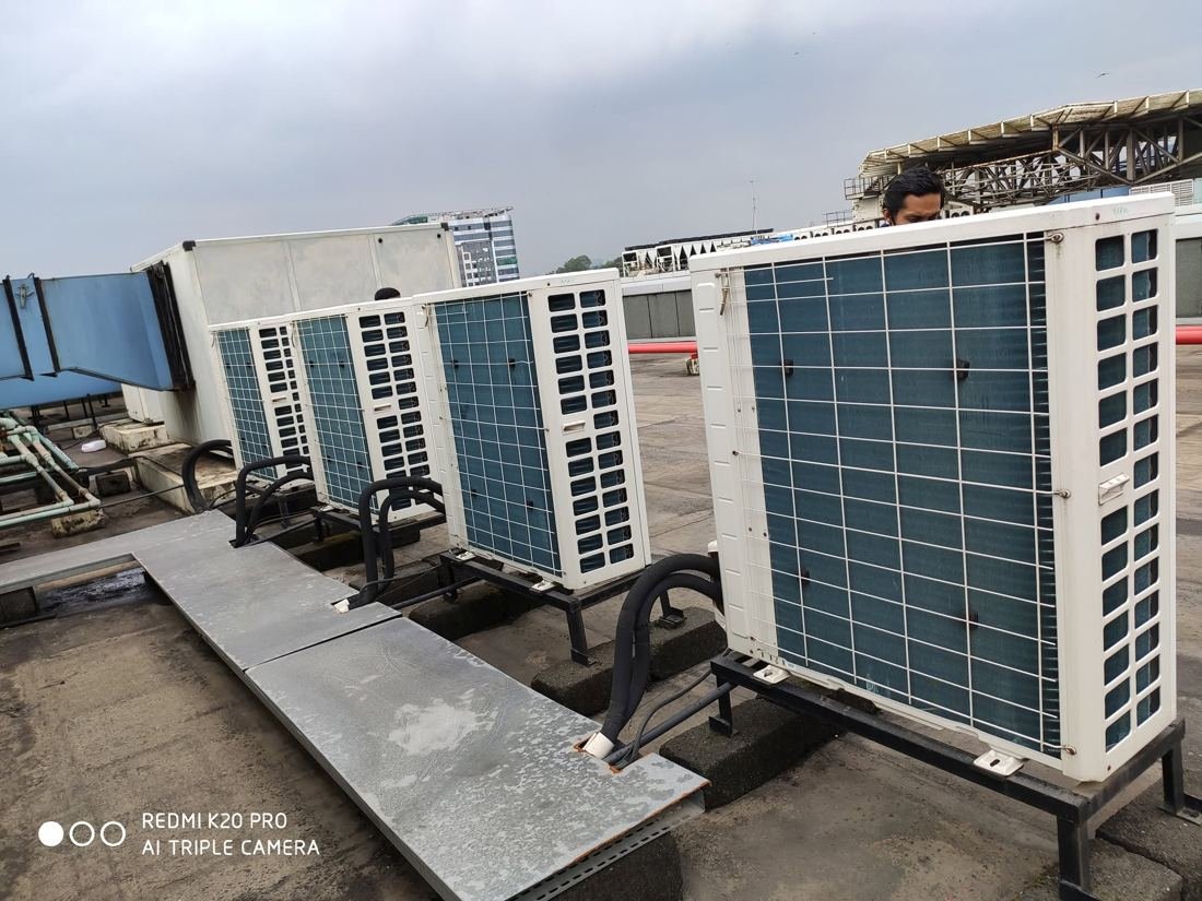 Rooftop outdoor units after servicing